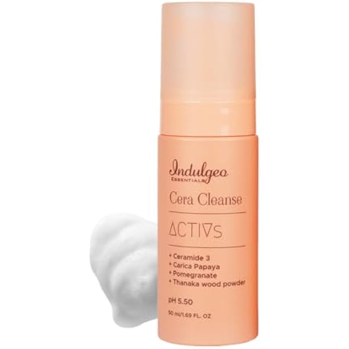 Indulgeo ESSENTIALS CERA CLEANSE - CERAMIDE FOAMING FACE WASH, 50ML - FOR ALL SKIN TYPES | 100% ORGANIC & CRUELTY FREE | HAND MADE - Image 1